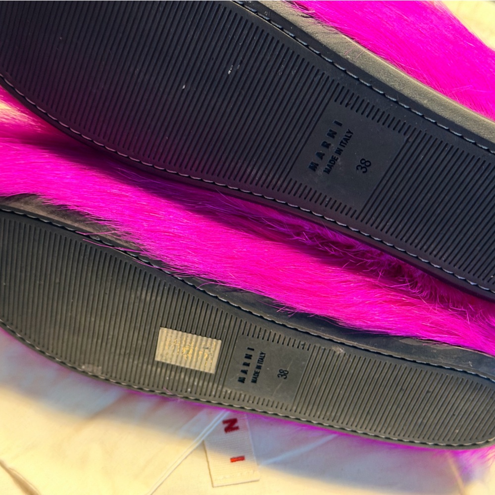 MARNI Fuschia Long Hair Fussbett Sabot Calfskin Size 38 ๐บ - Picture 5 of 5